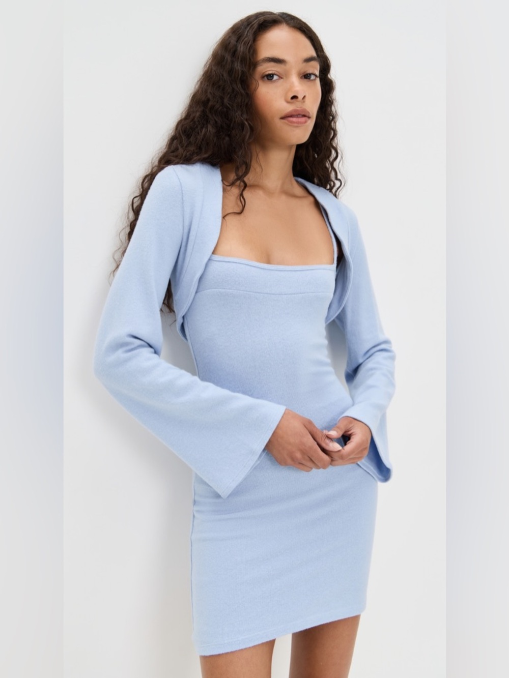 NWT Reformation Blue Sweater Dress with Matching Cardigan